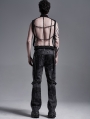 Black Gothic Punk Metal Hollow-out Chain Vest Top for Men