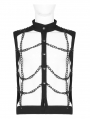 Black Gothic Punk Metal Hollow-out Chain Vest Top for Men