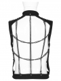 Black Gothic Punk Metal Hollow-out Chain Vest Top for Men