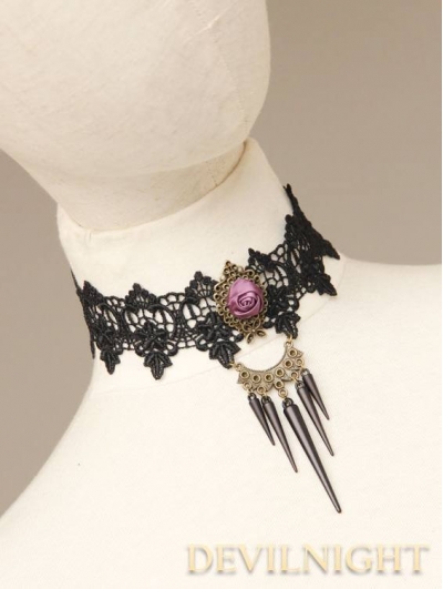 Black Lace Flower Gothic Necklace