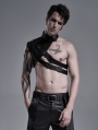 Black Gothic Punk PU Leather Shoulder Armor for Men