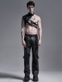 Black Gothic Punk PU Leather Shoulder Armor for Men