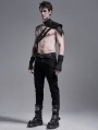 Black Gothic Punk Metal Long Casual Slim Pants for Men