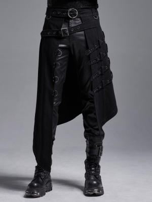 Black Gothic Punk Heavy Metal Irregular Skirt for Men