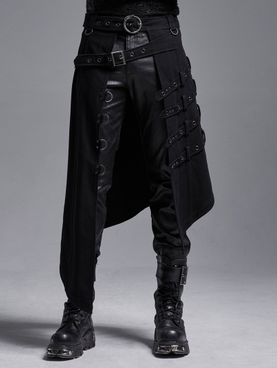 Black Gothic Punk Heavy Metal Irregular Skirt for Men