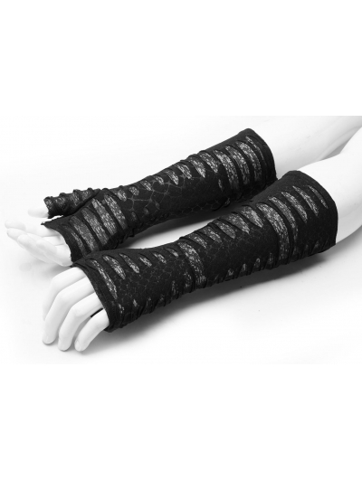 Black Gothic Punk Daily Hole Gloves for Men