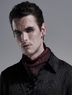 Dark Red Vintage Gothic Scarf for Men