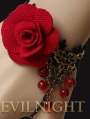 Gothic Black Lace Red Flower Pendant Bracelet Ring Jewelry 