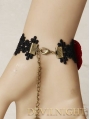 Gothic Black Lace Red Flower Pendant Bracelet Ring Jewelry 