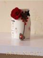 Gothic Black Lace Red Flower Pendant Bracelet Ring Jewelry 