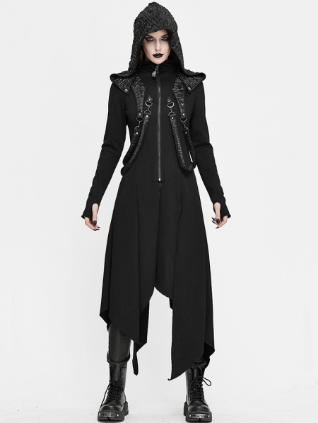 Devil Fashion Gothic Womens Hooded Coats Punk Halloween Ladies Long Maxi Red Cloack Coat
