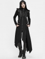 Black Gothic Punk Irregular Long Sleeve Hooded Coat for Women