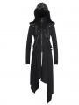 Black Gothic Punk Irregular Long Sleeve Hooded Coat for Women