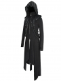 Black Gothic Punk Irregular Long Sleeve Hooded Coat for Women