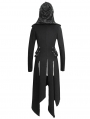 Black Gothic Punk Irregular Long Sleeve Hooded Coat for Women