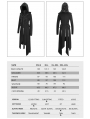 Black Gothic Punk Irregular Long Sleeve Hooded Coat for Women