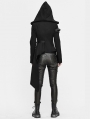 Black Gothic Punk Long Sleeve Hooded Asymmetric Coat for Women