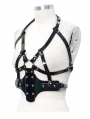 Black Gothic Punk PU Leather Harness Belt for Women