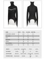 Black Gothic Punk Jacquard Mask Hollowed-out Long Sleeve T-Shirt for Women