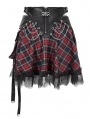 Black and Red Street Fashion Gothic Grunge Punk Plaid Mini Skirt