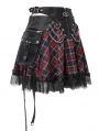 Black and Red Street Fashion Gothic Grunge Punk Plaid Mini Skirt