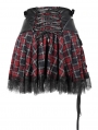 Black and Red Street Fashion Gothic Grunge Punk Plaid Mini Skirt