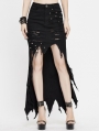 Black Fashion Gothic Punk Irregular High-Low Casual Denim Skirt