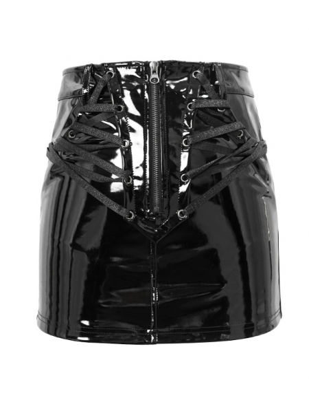 Black Sexy Gothic Latex Mini Skirt - Devilnight.co.uk