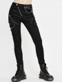 Black Gothic Punk Slim Long Casual Pants for Women