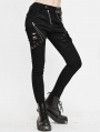 Black Gothic Punk Slim Long Casual Pants for Women