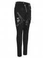 Black Gothic Punk Slim Long Casual Pants for Women