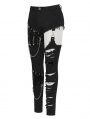 Black Gothic Punk Rock Asymmetric Long Slim Pants for Women