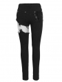 Black Gothic Punk Rock Asymmetric Long Slim Pants for Women