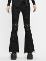 Black Gothic Punk Flared Long Jeans for Women