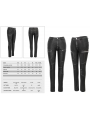 Black Gothic Punk PU Leather Long Slim Pants for Women