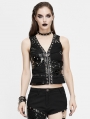 Black Gothic Punk Metal Vest Top for Women