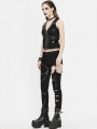 Black Gothic Punk Metal Vest Top for Women