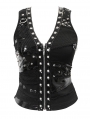 Black Gothic Punk Metal Vest Top for Women