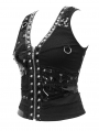 Black Gothic Punk Metal Vest Top for Women