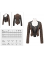 Brown Vintage Steampunk Jacquard Short Jacket for Women