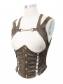 Brown Vintage Steampunk Do Old Vest for Women