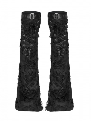 Black Gothic Punk Decadent Shabby Leg Sleeve for Women