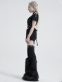 Black Gothic Punk Handsome Faux Fur Leg Warmer Sleeve for Women