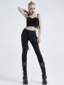 Black Gothic Punk Slim Daily Wear Legging for Women