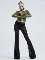 Black Sexy Gothic Dark Fringe Flared Trousers for Women