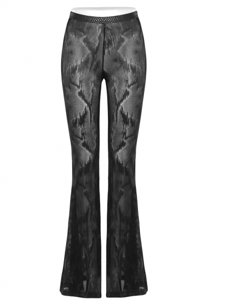 Black Sexy Gothic Dark Fringe Flared Trousers for Women - Devilnight.co.uk