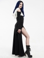 Black and White Gothic Saint-Girl Long Sleeve Hooded High-low Dress