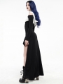 Black and White Gothic Saint-Girl Long Sleeve Hooded High-low Dress