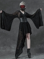 Black Gothic Transparant Jacquard Asymmetrical Kimono for Women