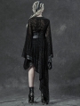 Black Gothic Transparant Jacquard Asymmetrical Kimono for Women